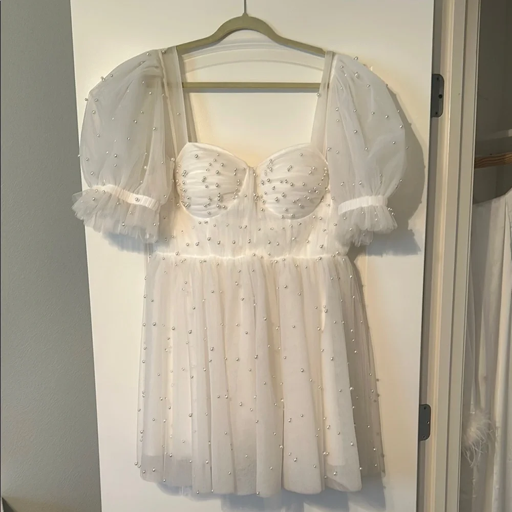 Ava Gowns Pearl Mini Dress - White - Picture 1 of 6